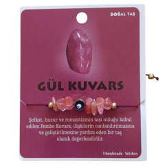 Doğaltaş GülKuvars Doğal Taş Makrome Örme Bileklik