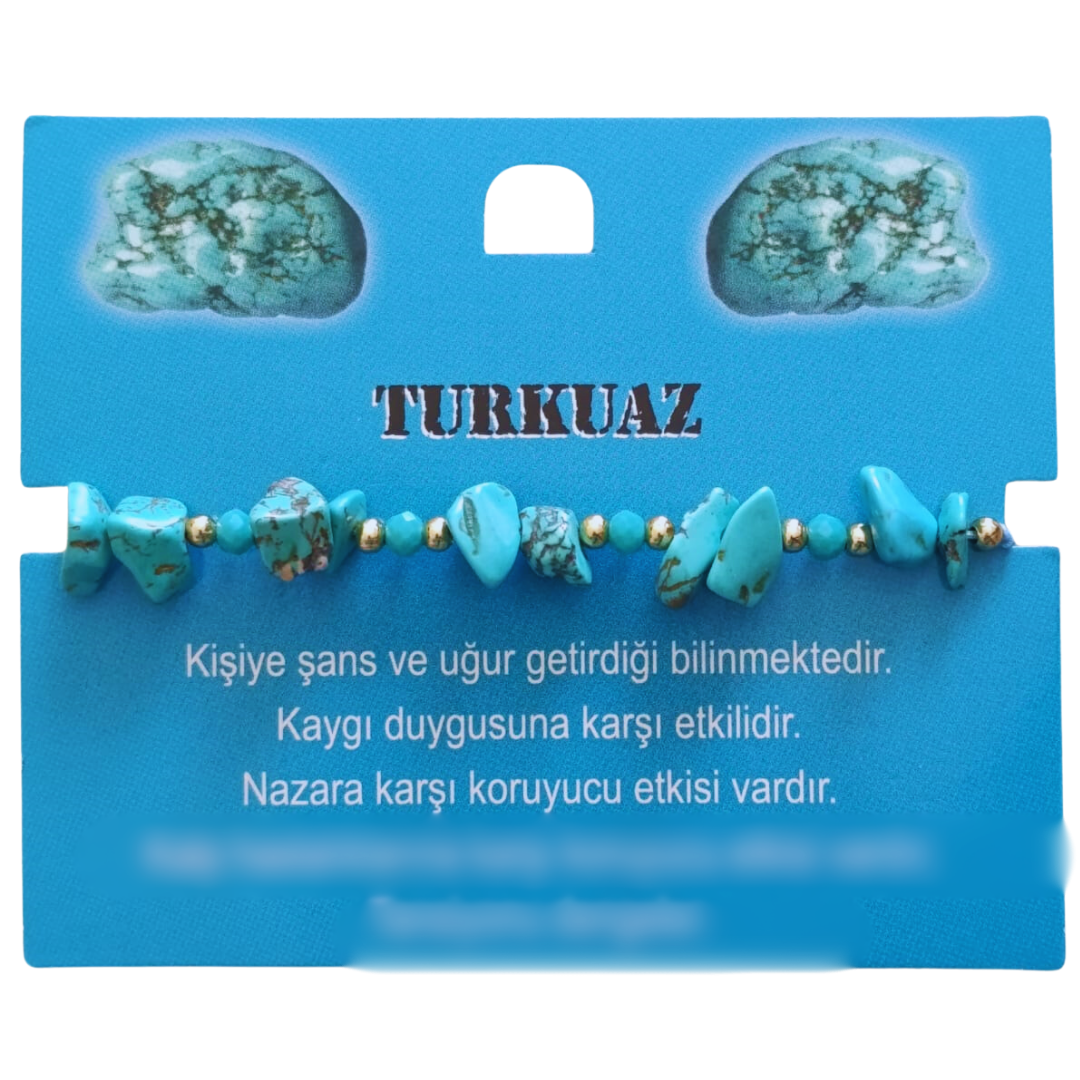 Doğaltaş Turkuaz Doğal Taş Makrome Örme Bileklik